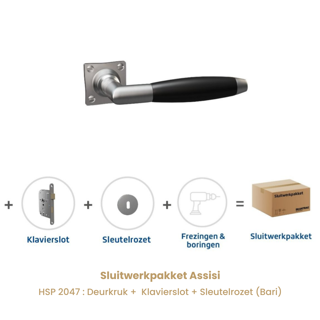 Skantrae Sluitwerkpakket Assisi Geborsteld Nikkel